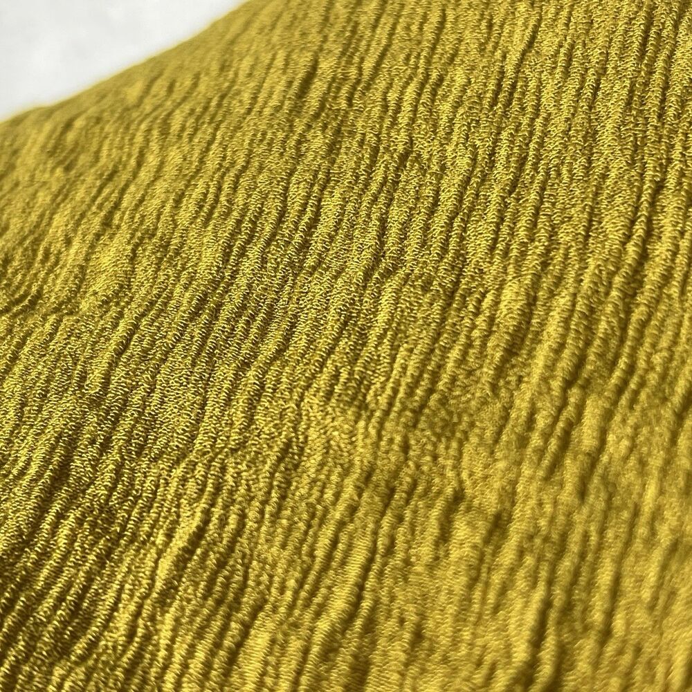 Alythea M Mustard Gold Crinkle Wrap Blouse High Low Boho Rayon Top - Picture 7 of 13